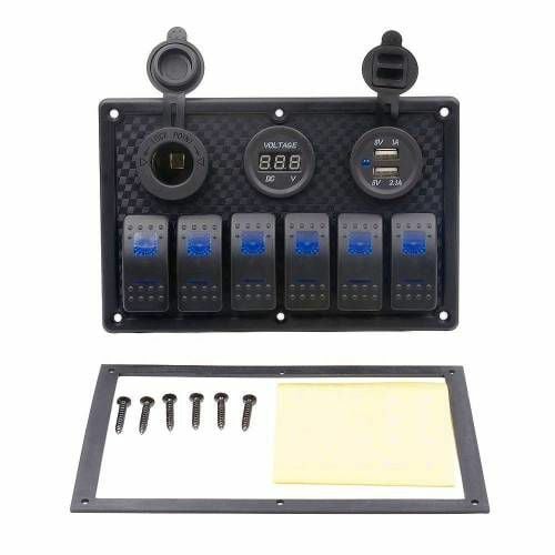 SWITCH PANEL 6 LI 12V,USB,VOLTMETRE (L6S3)111*180mm
