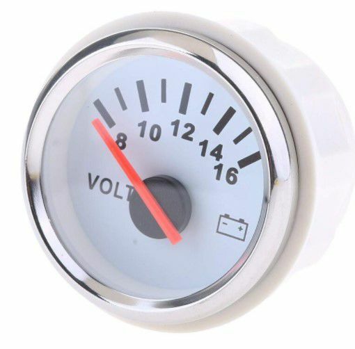 VOLTMETRE BEYAZ ÇAP 52mm 12v TEKNE YAT
