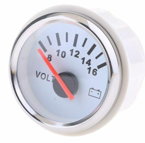 VOLTMETRE BEYAZ ÇAP 52mm 12v TEKNE YAT