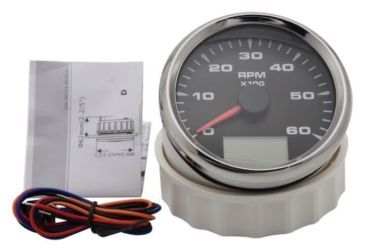 DEVİR GÖSTERGESİ ÇAP 85mm 12/24v SİYAH TEKNE YAT
