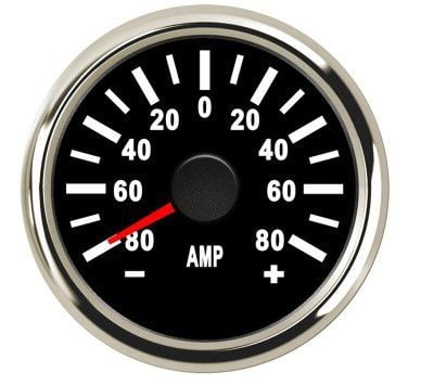 AMPERMETRE ÇAP 52mm SİYAH 12/24v  ŞÖNT DAHİLDİR TEKNE YAT