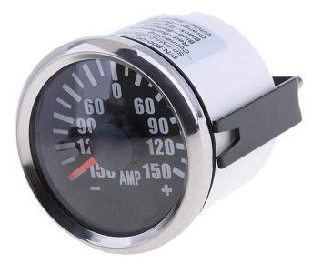AMPERMETRE ÇAP 52mm SİYAH 12/24v  ŞÖNT DAHİLDİR TEKNE YAT