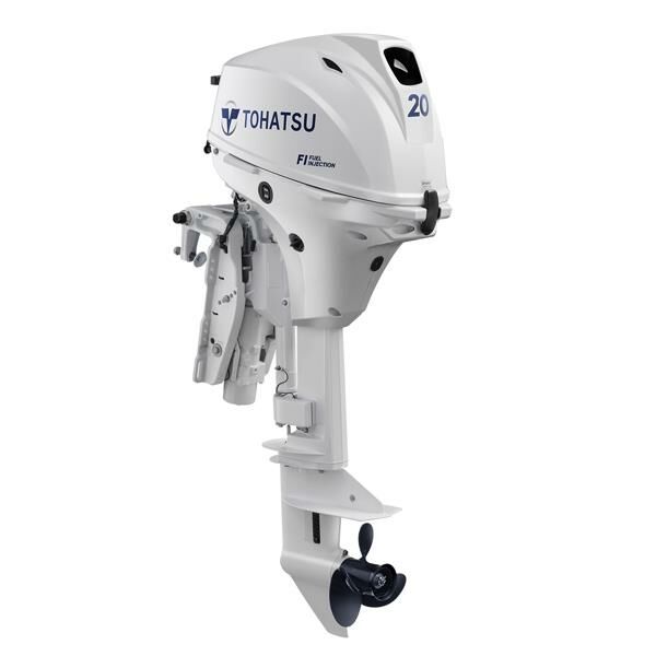 TOHATSU MOTOR 20HP UZUN ŞAFT MARŞLI TRİMLİ DİREKSİYONLU BEYAZ MOTOR