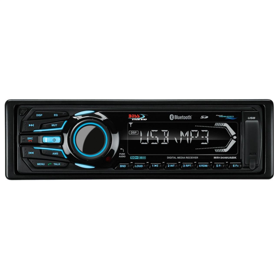 BOSS TEYP SİYAH KUMANDALI MR1308UABK Marin Tekne ve Yat Bluetooth USB AUX