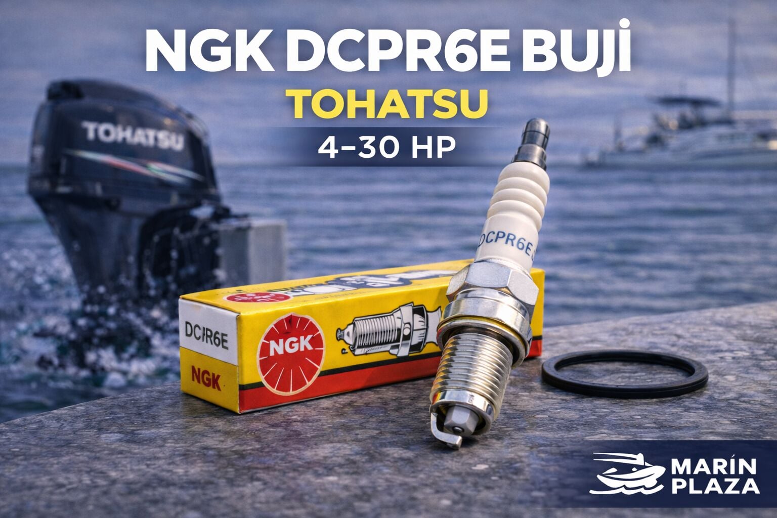 NGK DCPR6E Buji Tohatsu 4-30 HP Deniz Motoru Uyumlu