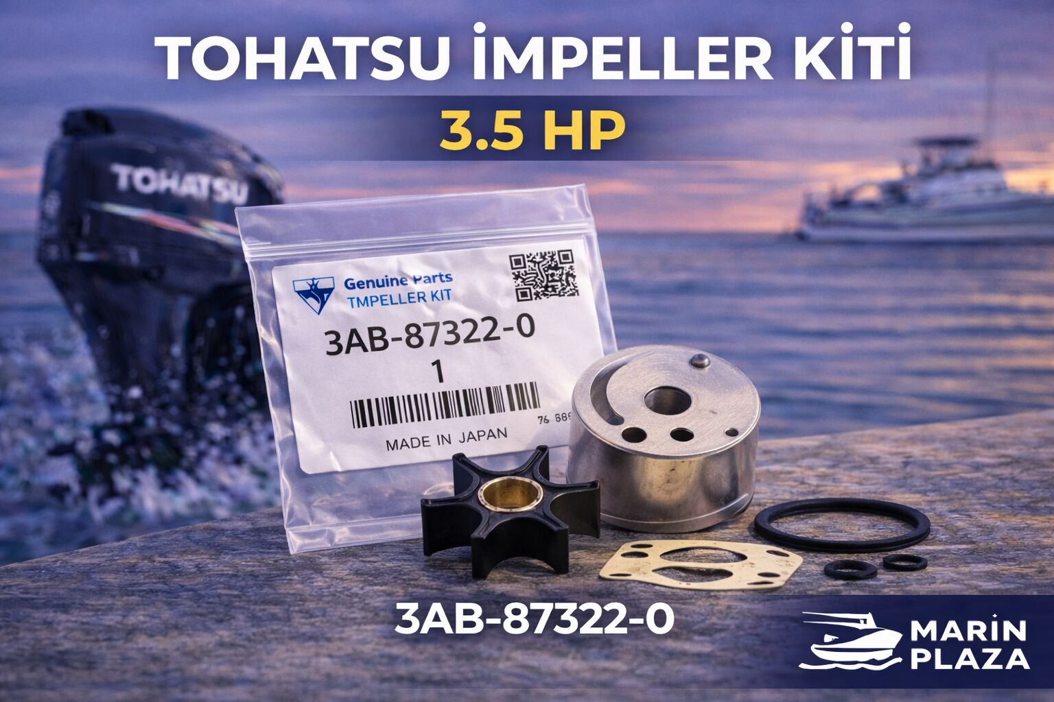 Tohatsu 3AB-87322-0 İmpeller Kit 3.5 HP Su Pompası Tamir Kiti