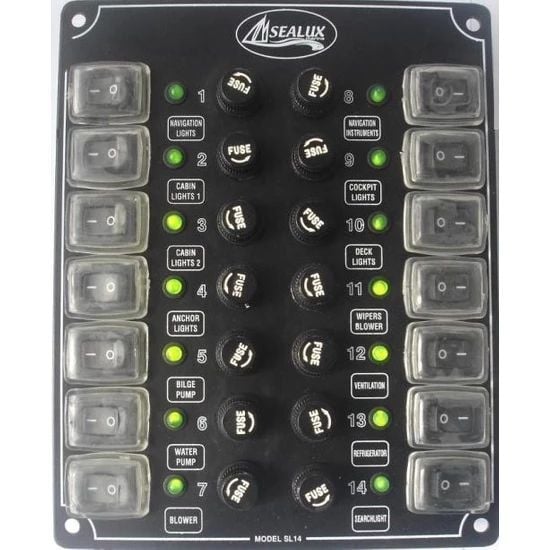 14 ANAHTARLI İZOLELİ KÜÇÜK EBATLI SWITCH PANEL / TEKNE ve KARAVAN SİGORTA PANELİ / ELEKTRİK KUMANDA PANELİ
