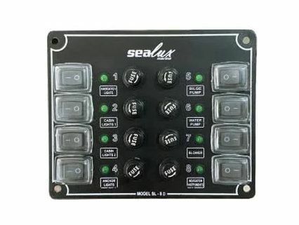 8 ANAHTARLI İZOLELİ KÜÇÜK EBATLI SWITCH PANEL / TEKNE ve KARAVAN SİGORTA PANELİ / ELEKTRİK KUMANDA PANELİ