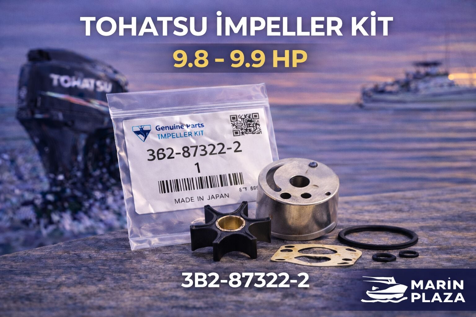 Tohatsu 3B2-87322-2 İmpeller Kit 9.8 / 9.9 HP Su Pompası Tamir Takımı