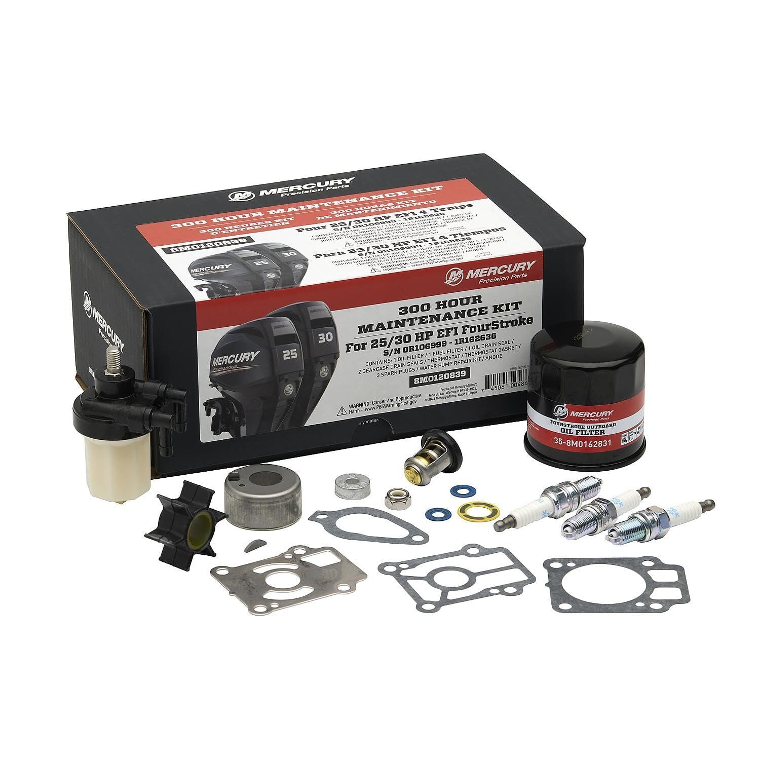 Mercury 8M0120839 300 Saat Bakım Kiti 25 HP / 30 HP EFI FourStroke Maintenance Kit