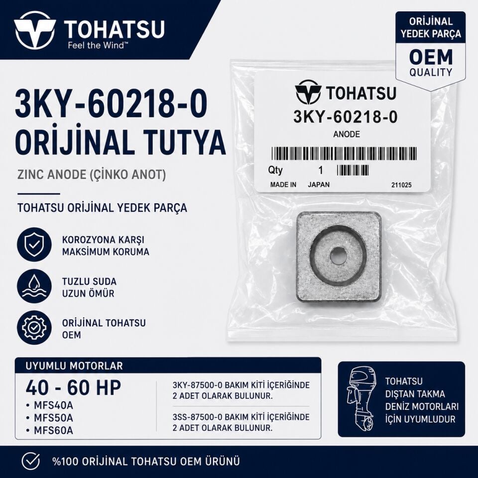 Tohatsu 3KY-60218-0 Orijinal Tutya (Çinko Anot / Zinc Anode)