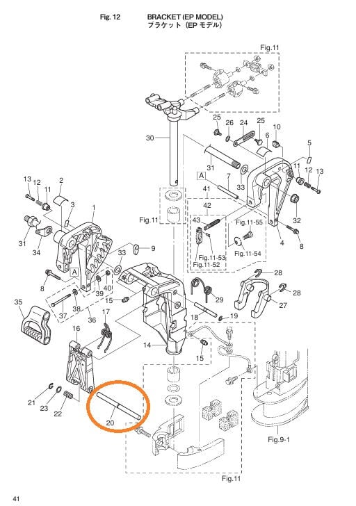 Tohatsu 3AA-62996-1 Alt Tilt Stoper Mili – Tilt Stopper Shaft Lower Orijinal Yedek Parça